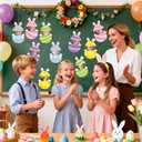 6 x BeYumi Easter Bunny Egg Cutouts - 50Pcs Easter DIY Cute Bunny Ear Egg Photo Craft for Kids Christian Eggs Name Tag Paper Cutouts Set School Classroom Party Activities Chalkboard Bulletin Board Decor
