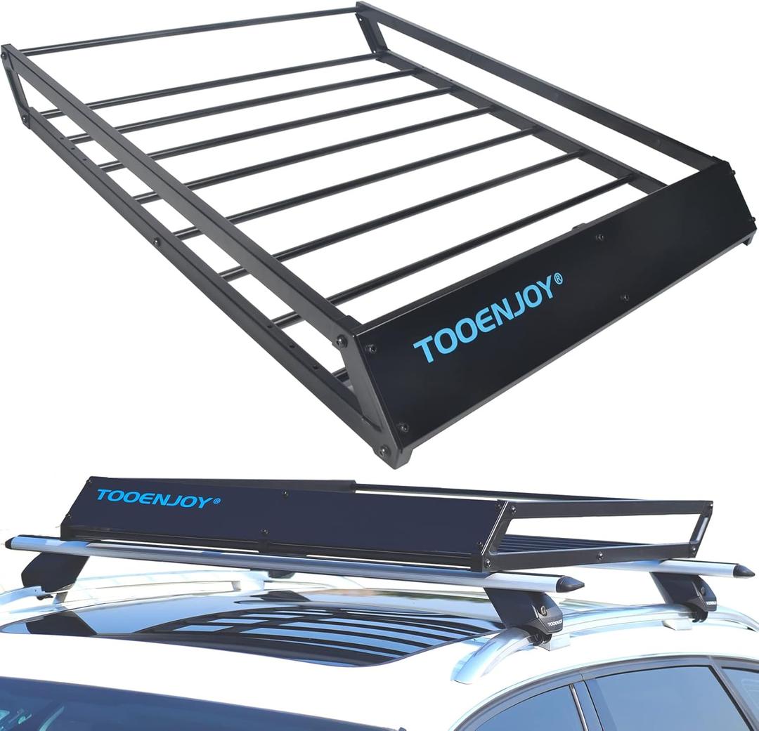 TOOENJOY Roof Rack Cargo Basket, 43x 35x 4.7, Anti-Rust Rooftop Cargo Carrier with Removable Wind Fairing, Universal Car Top Luggage Holder for Car, SUV and Truck, 143 lbs Capacity (43 Roof Basket)