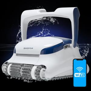 Dolphin Sigma Robotic Pool Cleaner (2025 Model)  Wi-Fi, App, Gyroscope, Weekly Timer, Waterline Cleaning & Massive Top-Loading Ultra-Fine and Standard Filters for In-Ground Swimming Pools up to 50ft