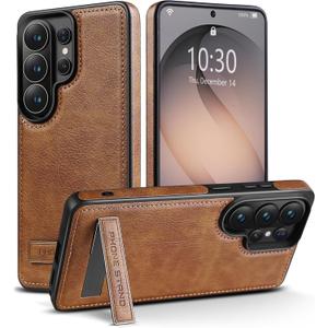 Designed for Samsung Galaxy S26 Ultra Leather Case with Stand, Protection Slim Adjustable Kickstand Phone Cover Compatible with Samsung Galaxy S26 Ultra (Brown)