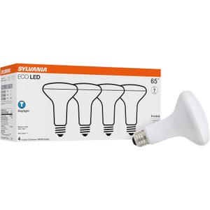 Sylvania ECO LED Light Bulb, BR30, 65W=10W, 7 Year, 650 Lumens, Frosted, Dimmable, Daylight - 4 Pack (40871)