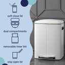Happiness HPM1005C Marco Rectangular 10.6-Gallon Double Bucket Trash Can with Soft-Close Lid, White, Fingerprint Resistant, Modern, Minimalistic for Home, Kitchen, Office, Bedroom, Bathroom