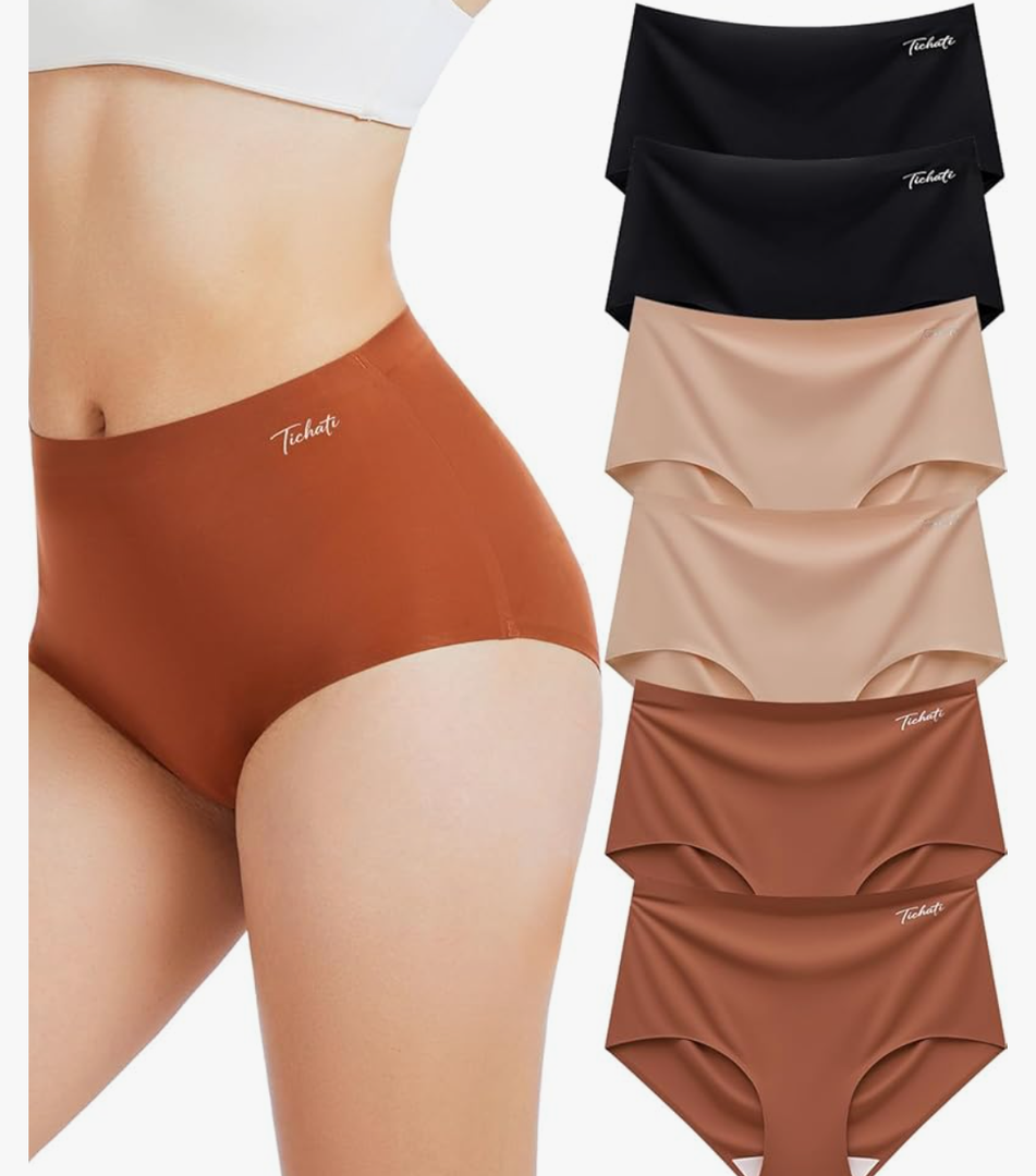 6 Pack Womens Underwear High Waisted Seamless Full Coverage Briefs No Show Ladies Panties (Regular & Plus Size) M