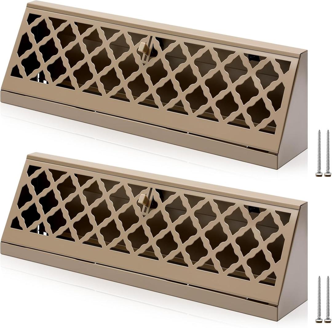 Blulu 1 Pcs 15 Inch Baseboard Register Duct Opening Size Modern Design Vent Covers for Home Floor Wall Baseboard Air Covers Supply Floor Baseboard Diffuser Including Screws (Brown)