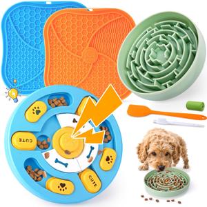 KIPRITII Well-Rounded Dog Enrichment Toys Set  Keeps Dogs Busy with Mental Stimulation & Slow Feeding, Includes Dog Lick Mat, Puzzle Toy & Slow Feeder Bowl for Boredom Relief