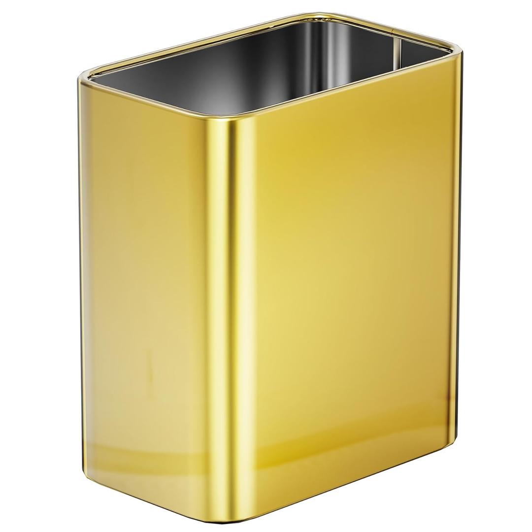 Cesun Small Bathroom Trash Can 2.1 Gallon Wastebasket, Modern Metal Garbage Can Office Waste Basket, Gold Stainless Steel Trash Bin for Bedroom, Home Office, Toilet, rv, Near Desk, Under Sink