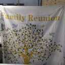 MEHOFOND 8x6ft Family Reunion Backdrop Family Tree Photography Background Pink Floral Green Eucalyptus Leaves Home Party Decoration Spring Birds Butterfly Gold Glitter Banner Cake Smash Photo Props