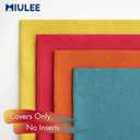 MIULEE Pack of 4 Decorative Outdoor Throw Pillow Covers Linen Waterproof Pillow Covers Summer Farmhouse Cushion Cases for Patio Garden Tent Balcony Couch Sofa 16x16 Inch Red/Turquoise