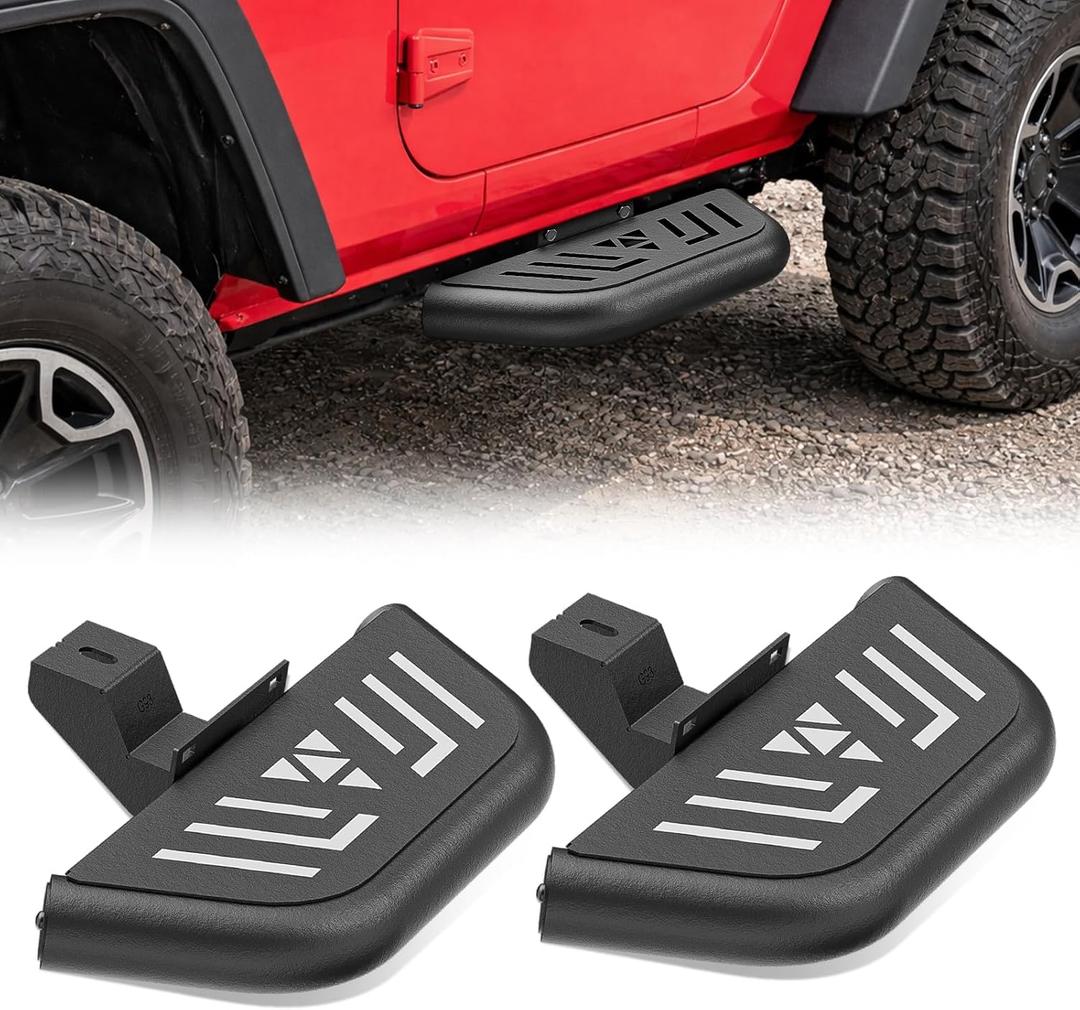 for JK Side Steps Small Running Boards Compatible with 2007-2018 Jeep Wrangler JK JKU Unlimited 2 Doors, Heavy-Duty Steel Nerf Bars Bolt-on Step Plates (2PCS, Black)