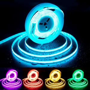 PAUTIX RGB COB LED Strip Light IP65 Waterproof 16.4ft/5m, UL Listed 24V Color Changing Flexible Tape Lights Multicolor with 4200LEDs, for TV, Bedroom, Party DIY Decoration, (Adapter&Controller Not Included)