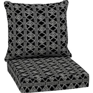 Arden Outdoor Deep Seat Cushion Set, 24 in x 24 in, Weather-Proof, Rain-Proof, Fade Resistant Patio Cushion for Chair, Sofa, and Couch Black Global Stripe