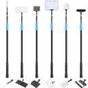 AquaMiracle 6 in 1 Aquarium Cleaning Tool Kit Fish Tank Cleaning Kit for 20-160 Gallon Tank with Telescopic Long Handle, Algae Scraper, Scrubber Pads, Tube Cleaner, Fish net, Gravel Rake