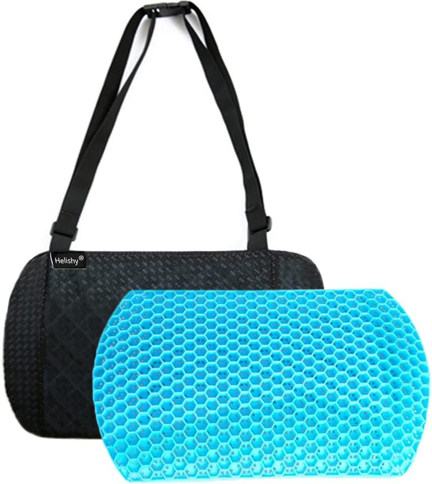 Lumbar Pillow Gel Support Pillow Back Cushion - Help in Relieving Back Pain & Sciatica Pain for Car Seat Home Office Chairs, Breathable Back Support Cushion Travel Pillow with Adjustable Straps (Blue)