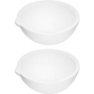 QWORK Ceramic Crucible Bowl, 2 Pcs Quartz Melting Dishes Pot for Melting Casting Refining Gold Silver Brass Alloy, 500g