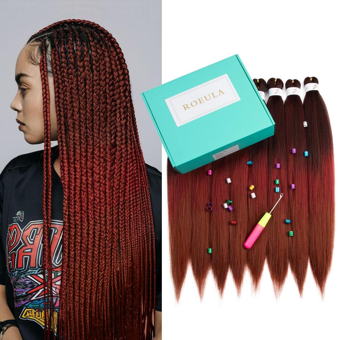 T1B/530/350# Pre Stretched Braiding Hair 20 Inch 8 Packs Long Braiding Hair Pre Stretched Professional Prestretched Braiding Hair Synthetic Crochet Braids (T1B/530/350#, 20 Inch (pack of 8))