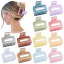 Sisiaipu 2 Inch Medium Hair Claw Clips 12 Pcs Square Hair Clips for Thin Hair Matte Nonslip Acrylic Banana Jaw Clips Bulk Hair Accessories for women and Girls- Ice Cream