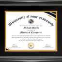HOUSE DAY Diploma Frame 8.5 x 11 with Black over Gold Mat or Display 11x14 Diploma Frame 11x14 without Mat, High Definition Glass Certificate Frames 8.5 x 11 Degree 11 x 14 Diploma Frames, Black with Gold Beads, 1 Pack