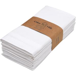 Urban Villa White Cloth Napkins 100% Cotton Dinner Napkins (Set of 12) 18x18 Inches Absorbent Soft Durable Reusable and Washable Napkins - Ideal for Everyday Use Parties Wedding Spring Summer Easter
