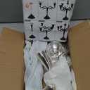 5-Candle Metal Candelabra Candlestick Holders, 5 Arms Candle Holder, Pillar Candle Holder 5 Arms, Vintage Metal Candelabra, Vintage Candle Sticks Holder Decor (Silver)