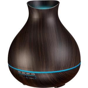 BZseed Aromatherapy Essential Oil Diffuser, 550ml Ultrasonic Fragrant Oil Large Room Humidifier, Diffusers for Home with Timer and Waterless Auto-Off, 7 Color LED Lights,Cool Mist Humidifiers (Dark Brown)