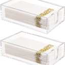 Rubtlamp 2 Pack 0.12 Thickness Clear Napkin Holder, Flat Napkin Holder,9x5.5x2.5inch Acrylic Guest Towel napkin holder, Clear Bathroom Paper Hand Towels Storage Tray For Kitchen Dinning