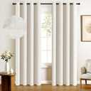 100% Blackout Curtains 63 Inch Length Linen Textured Blackout Curtains for Bedroom Grommet Curtains for Living Room Window Treatment Curtain Drapes(50"W x 63"L, 2 Panels, Beige)