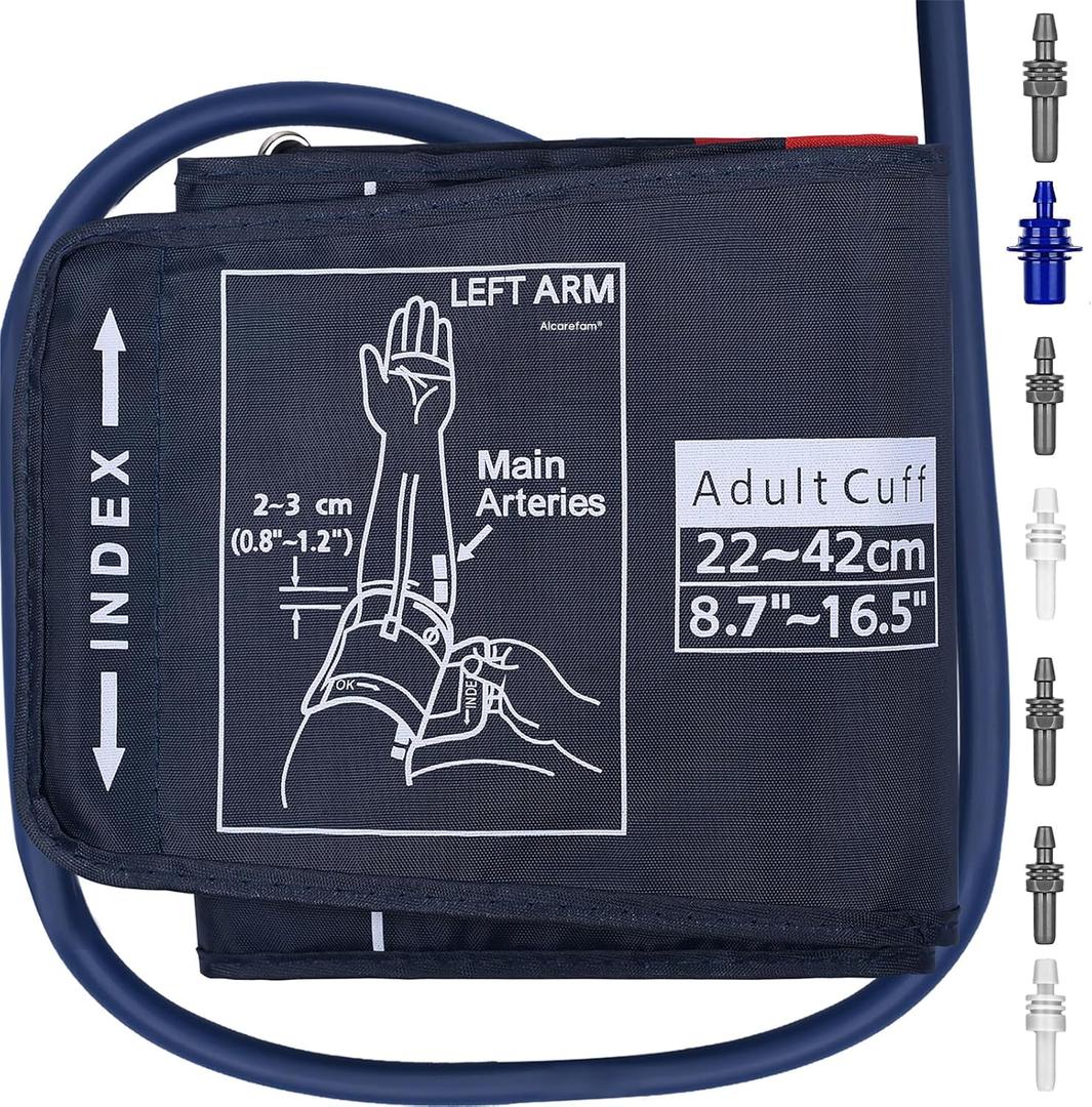 Alcarefam Large Blood Pressure Cuff, 8.7-16.5 (22-42CM) BP Cuff Compatible with Omron BP Monitor, Replacement Cuff for Adult Big Arms, 7 Connectors