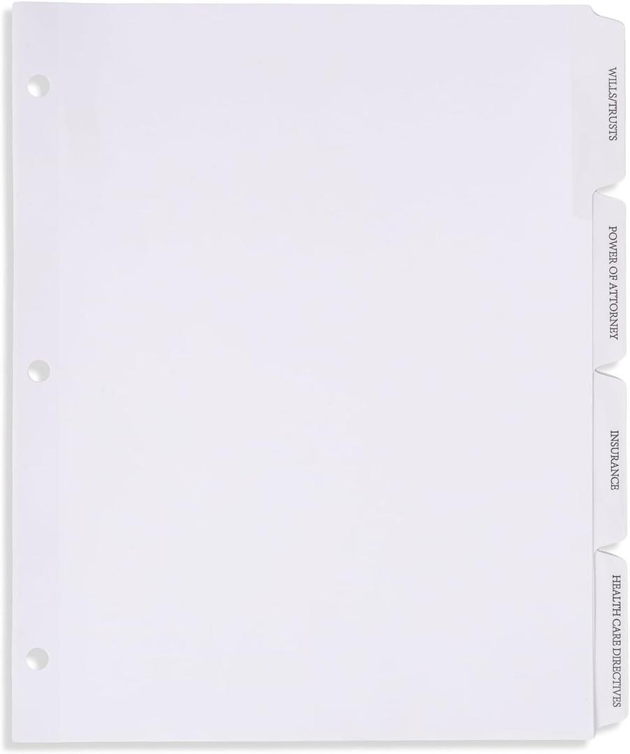 2 x Blue Summit Estate Planning Dividers, Pre-Printed and Reinforced Index Tab Dividers, 12 Dividers, 1 Set