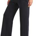 ALLZERO Women's Wide Leg Yoga Pants with 4 Pockets High Waisted Casual Pants Soft Workout Lounge Pants 28'' (Black, XL)