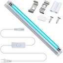 8w UV Light with Ozone, 110V UVC Double Germicidal Lamp Including ON/Off Switch Cord and Plug, 253.7nm Wavelength UVC Lamp with Connector and Screw Tools for Closet Shoe Cabinet