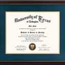 Graduation Mall 11x14 Diploma Frame with Navy over Gold Mat or Display 15x18 Certificate without Mat, Solid Wood & Tempered Glass, Cherry Finish with Gold Trim