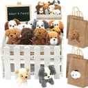 37Pcs Adopt A Puppy Party Favors Set, 12 Plush Puppy Toys with 12 Rattan Basket,Gift Bags,Fence,Chalkboard,Dog Adoption Birthday Party Supplies,Dog Themed Birthday Party Decorations