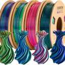 Comgrow Silk Shiny Rainbow Multi-Color 3D Printer Filament, Comgrow 3D Printing Materials Silk PLA 1.75mm, 3D Printing Filament +/-0.02mm, 250g X 4 Spool (Red & Blue & Yellow+red & Blue & Green+copper & Green & Purple+blue & Green & Orange)