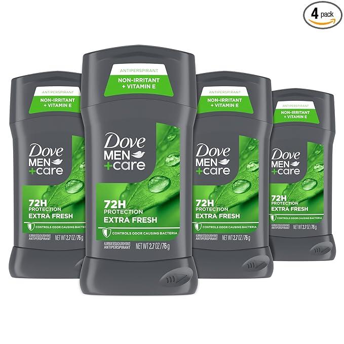 Dove Men+Care Antiperspirant Deodorant Stick for Men 4 Count Extra Fresh with 72hour Sweat & Odor Protection with 1/4 Moisturizing Cream & Longlasting Citrus scent 2.7 oz