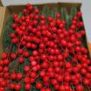 80 PCS Christmas Artificial Pine Branches 8" Artificial Red Berry Stems 13.5" Christmas Faux Greenery Pine Picks Fake Pines Needles DIY Crafts Decorations for Xmas Tree DIY Wreath Garland Home Decor