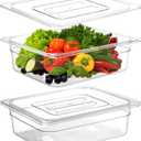 Bekith 2 Pack Clear Polycarbonate Food Pans with Lids, Half Size 4 Inch Deep, Stackable Plastic Food Pans for Commercial Kitchen Restaurant Food Prep, Freezer-Safe