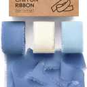 Vitalizart Dusty & Baby Blue Chiffon Silk Ribbon 1" x 21 Yd Fringe Fabric Package (3 Rolls * 7 Yd) for Wedding Invitations Bridal Bouquets Decorations Gifts Wrapping & Bow Making