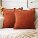 MIULEE Pack of 2 Couch Throw Pillow Covers 16x16 Inch Rust Farmhouse Decorative Pillow Covers with Stitched Edge Soft Chenille Solid Dyed Fall Pillow Covers for Sofa Bed Living Room