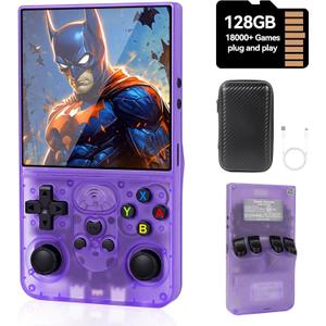 S600 Retro Handheld Game Console, 4 Inch 720p IPS Screen, 128GB with 18,000+ Pre-Installed Games, 3500mAh Battery for Long Play, Portable Linux System (Purple)