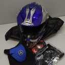 Adult Motocross Dirt Bike Helmet with Goggle, Gloves & Mask - DOT/FMVSS-218 Off-Road Motorcycle & ATV Helmet with Adjustable Sun Visor (Large, New Blue Flame)