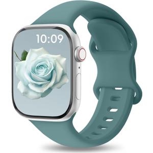 3 x Patenting Sport Silicone Band Compatible with Apple Watch Bands 40mm 38mm 41mm 42mm 44mm 45mm 46mm 49mm Women Men, Soft Waterproof Sport Strap for iWatch Bands Series 11 10 9 8 7 6 5 4 3 2 1 SE Ultra (Lake Green)