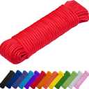 TECEUM Rope  150 Feet x 1/4 Inch (7mm)  Red  Strong All-Purpose Utility Rope  Camping, Crafting, Flag Pole, Indoor & Outdoor  Polypropylene Nylon Poly Lightweight Diamond Braided Cord
