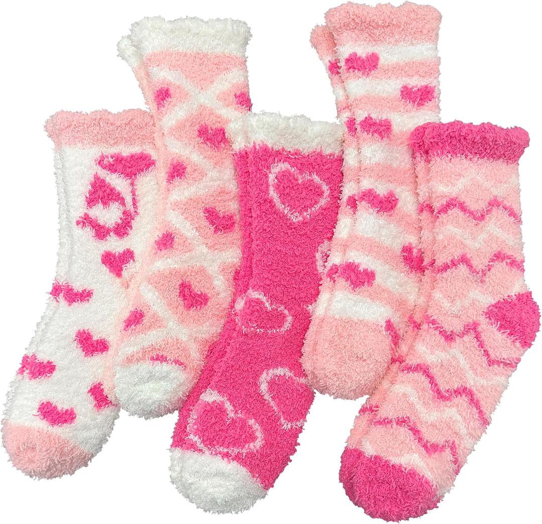 TEHOOK Warm & Cozy Gifts for Women, Fluffy Fuzzy Plush Sleeping Slipper Socks - Soft Warm Fabric (Pink)