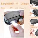 Electric Nail Clipper,3-in-1 Automatic Nail Trimmer with Clipping, Polishing & Storage, USB Rechargeable Nail Cutter Built-in LED Light for Seniors, Women, Men (Black)
