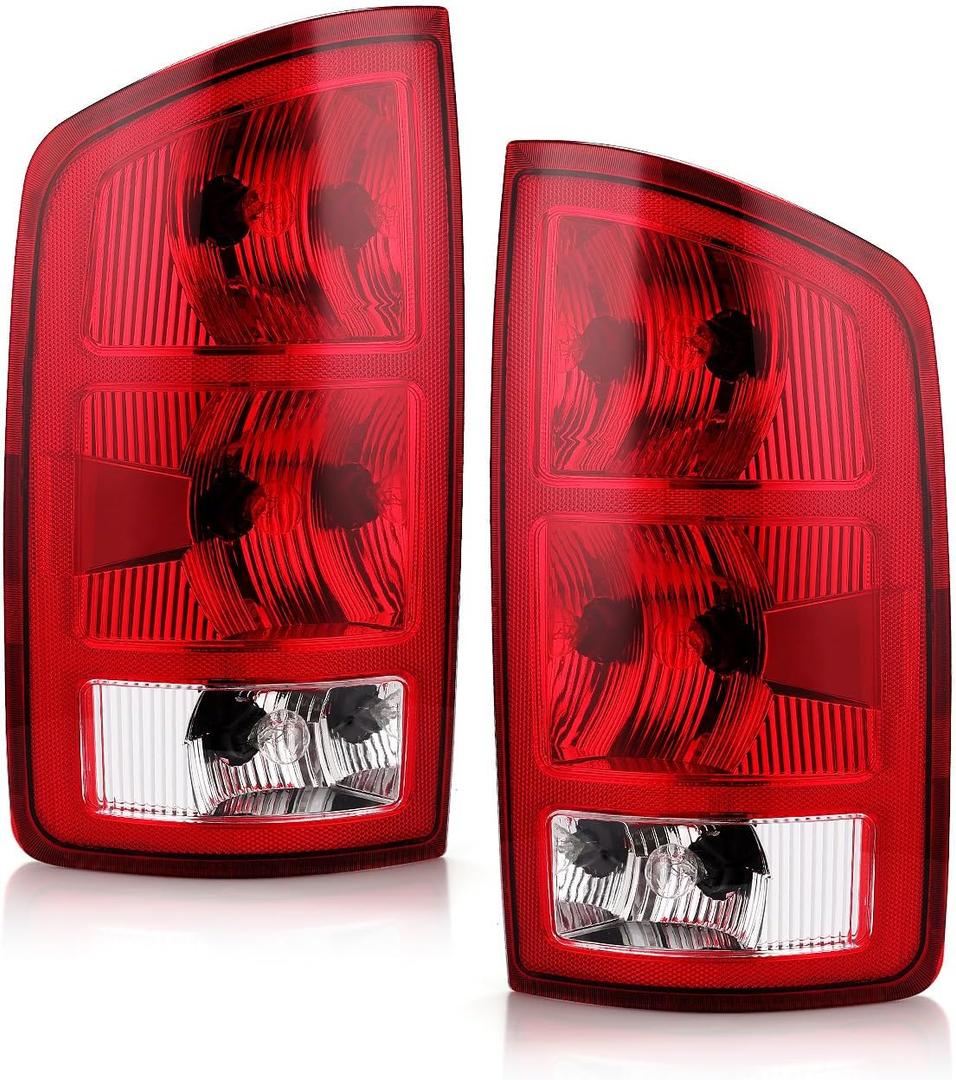 OKLPF Rear Brake Tail Light Assembly Compatible With 2002-2006 Dodge Ram 1500/2003-2006 Dodge Ram 2500 3500 Pickup # CH2800147 CH280114,Included Bulbs and Harness,Driver and Passenger Side
