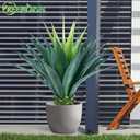 3.5ft Artificial Agave Plant, 42 Inch Tall Faux Agave Plants in Black Pot, Fake Floor Plant Outdoor Indoor for Front Porch Patio Home Office Door Step Hotel Desert Style Decor 2PCS