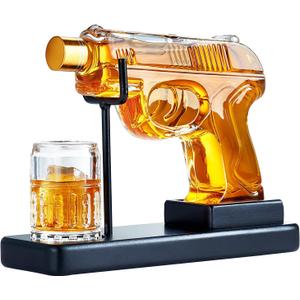 Birthday Gifts for Men Dad, Kollea Gun Whiskey Decanter Sets for Men, Shot Glass, Funny Gift Idea for Him Brother, Liquor Dispenser for Bar, Alcohol, Anniversary, Military Present, Cave, New Year