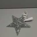 Brizled Silver Christmas Tree Topper, 9 Christmas Star Tree Topper with 10 Warm White Lights, Pre-lit Glittered Star Treetop, 120V UL Listed Lighted Xmas Treetop for Christmas Tree Home Decorations