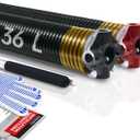 Pair of 2" Garage Door Torsion Springs Set with Non-Slip Winding Bar & Gloves,High Precision Electrophoresis Black Coated, for Replacement & Installation, MIN 16,000 Cycles (0.250x2''x36'')