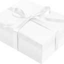 White Gift Box with Lid for Present Large Collapsible Gift Box with Filler Paper Ribbon for Birthday Anniversary 12.6x9.8x4.9
